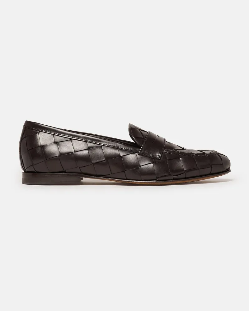 Scarosso Valeria Brown Woven - Frau Loafers Dunkelbraun - Kalbsleder Dunkelbraun