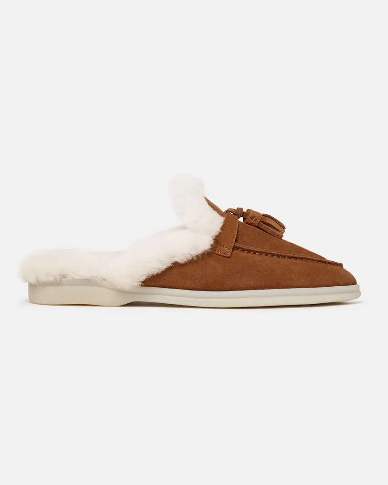 Scarosso Lucrezia Fur Cinnamon - Frau Mules Zimtbraun -  Veloursleder Pelz Zimtbraun