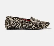 Ashley Zebra Pony - Frau Mokassins Zebramuster - Kalbsleder In Ponyfelloptik