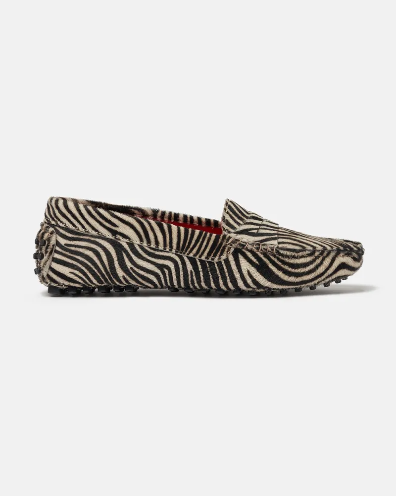 Scarosso Ashley Zebra Pony - Frau Mokassins Zebramuster - Kalbsleder In Ponyfelloptik Zebramuster