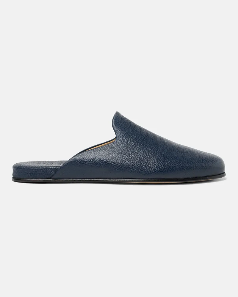 Scarosso Atlas Travel Slipper Navy -  Slippers Marineblau – Kalbsleder Marineblau