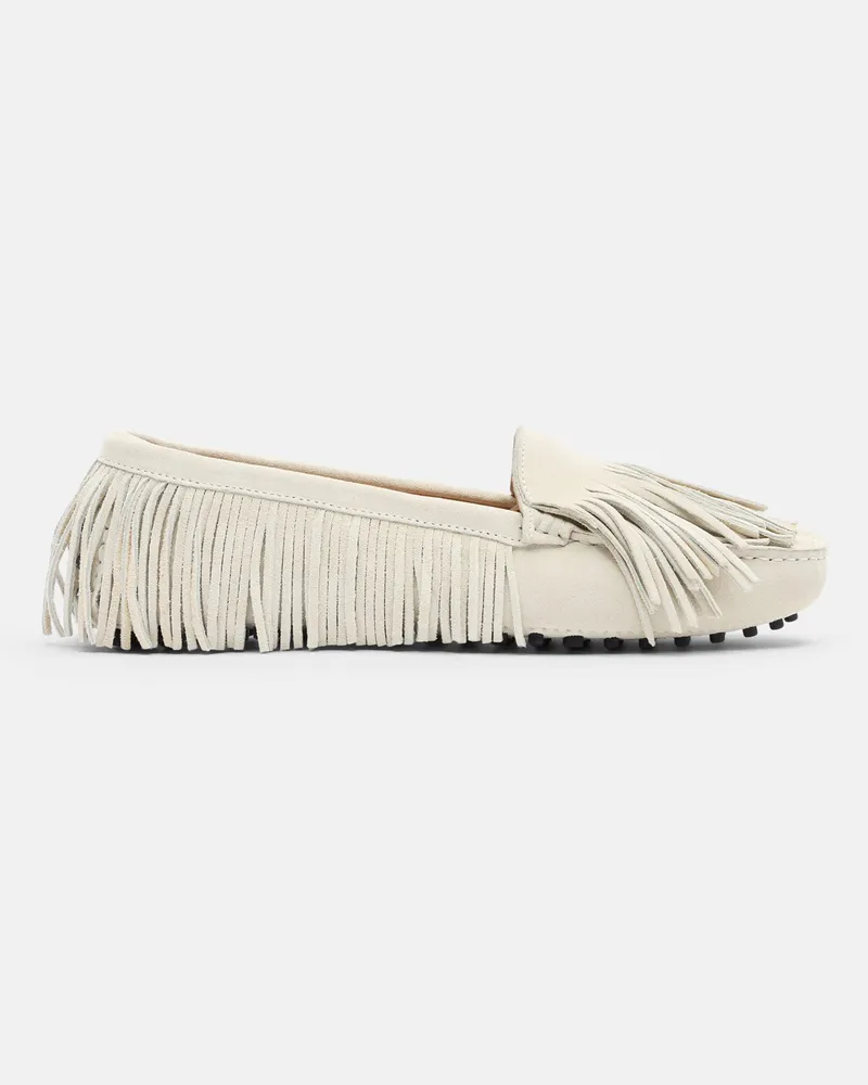 Scarosso Maya Creme Veloursleder - Frau Mokassins Creme - Wildleder Creme