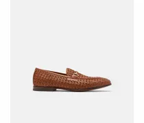 Alessandro Cognac Flechtoptik - Mann Loafers Cognac - Kalbsleder