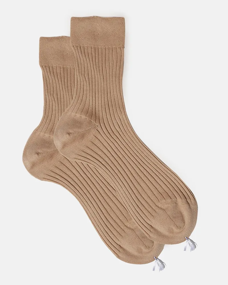 Scarosso Beige Cotton Ankle Socks - Frau Socken Beige - Baumwolle Beige