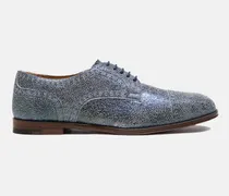 Ivy Blue Metallic - Frau Derbies Metallicblau - Kalbsleder
