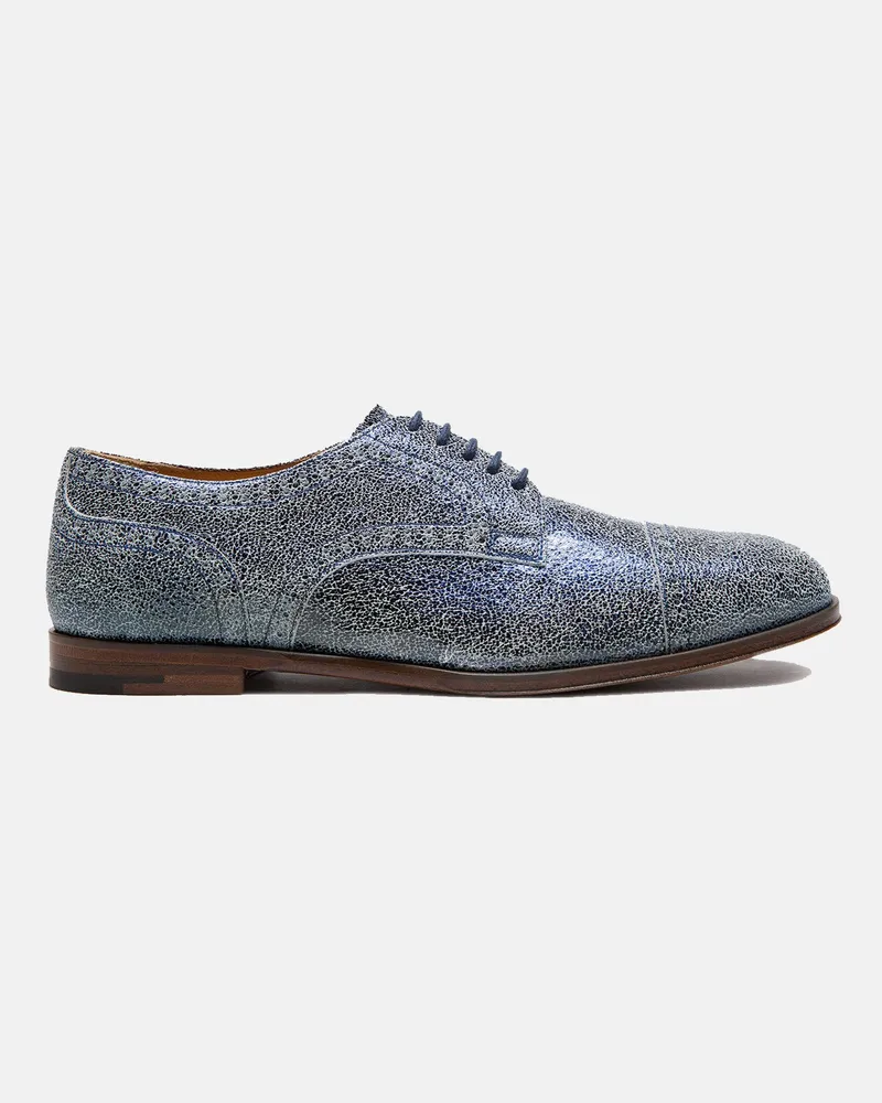 Scarosso Ivy Blue Metallic - Frau Derbies Metallicblau - Kalbsleder Metallicblau