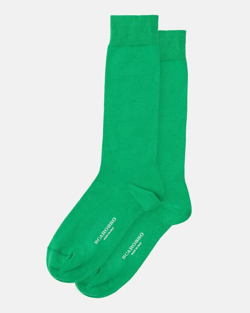 Scarosso Bright Green Cotton Socks - Mann Socken Leuchtgrün – Baumwolle Leuchtgrün