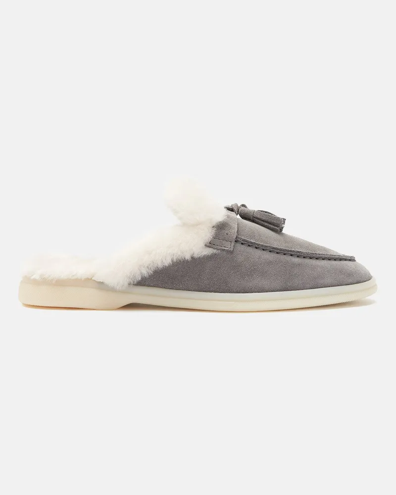 Scarosso Lucrezia Fur Grau Veloursleder - Frau Mules Grau - Veloursleder Pelz Grau