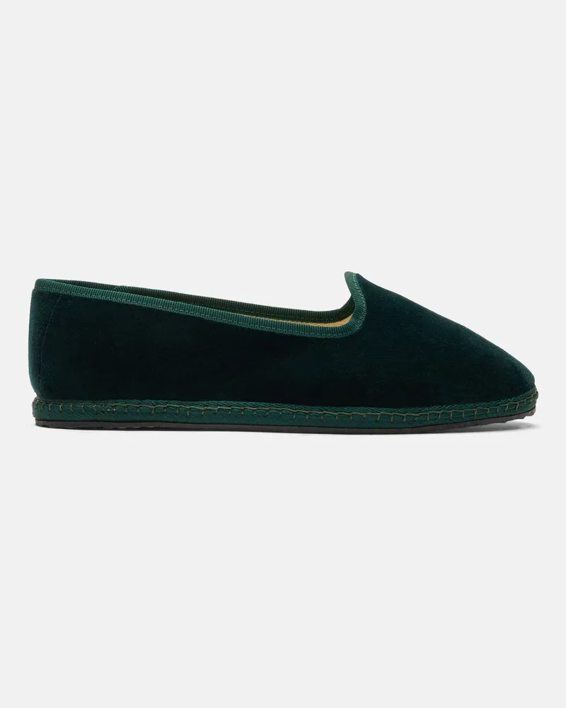 Scarosso Valentina Verde Velluto - Frau Friulane Slippers Grün - Samt Grün