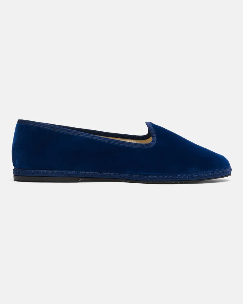 Scarosso Valentino Blu Velluto - Mann Friulane Slippers Blau - Samt Blau