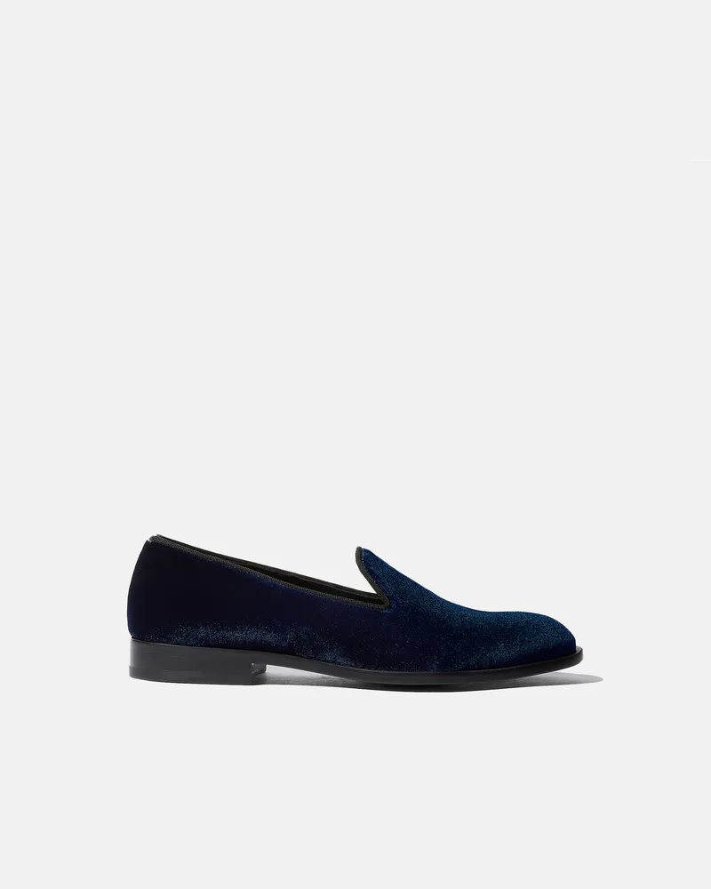 Scarosso George Blue Velvet - Mann Friulane Slippers Blau - Samt Blau