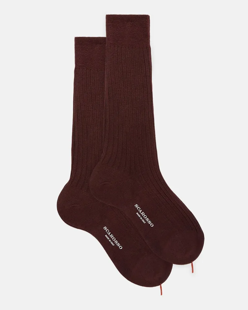 Scarosso Burgundy Cotton Calf Socks - Mann Socken Bordeaux - Baumwolle Bordeaux