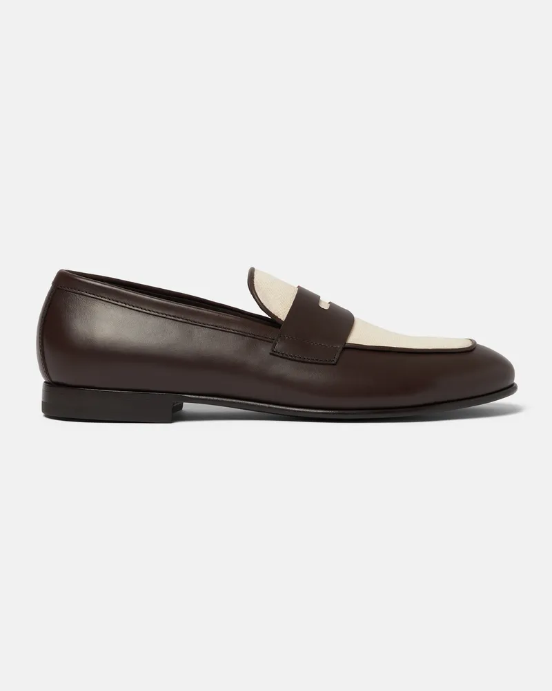 Scarosso Gregory Braun Canvas Edit - Mann Loafers Braun - Kalbsleder Braun