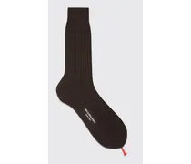 Dark Brown Cotton Calf Socks