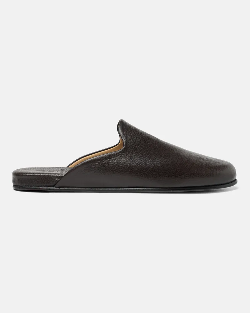 Scarosso Atlas Travel Slipper Dark Brown -  Slippers Dunkelbraun – Kalbsleder Dunkelbraun