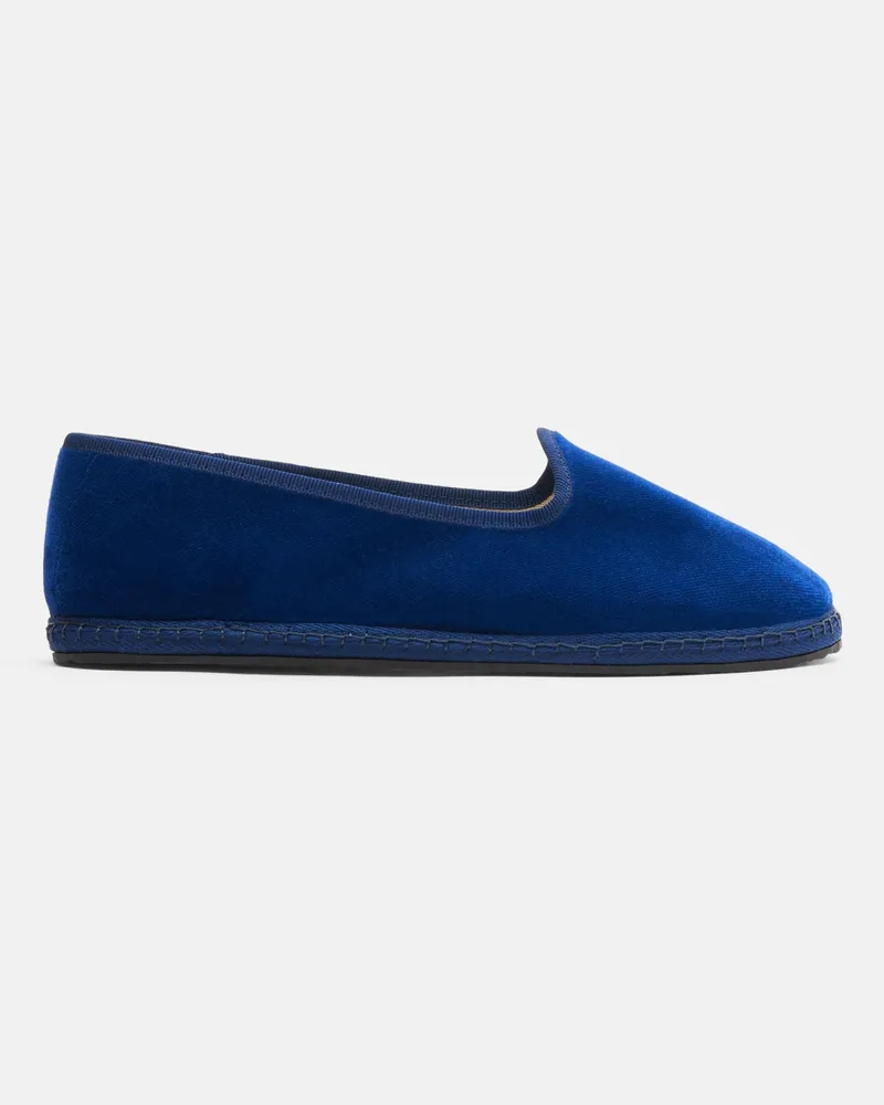 Scarosso Valentina Blu Velluto - Frau Friulane Slippers Blau - Samt Blau