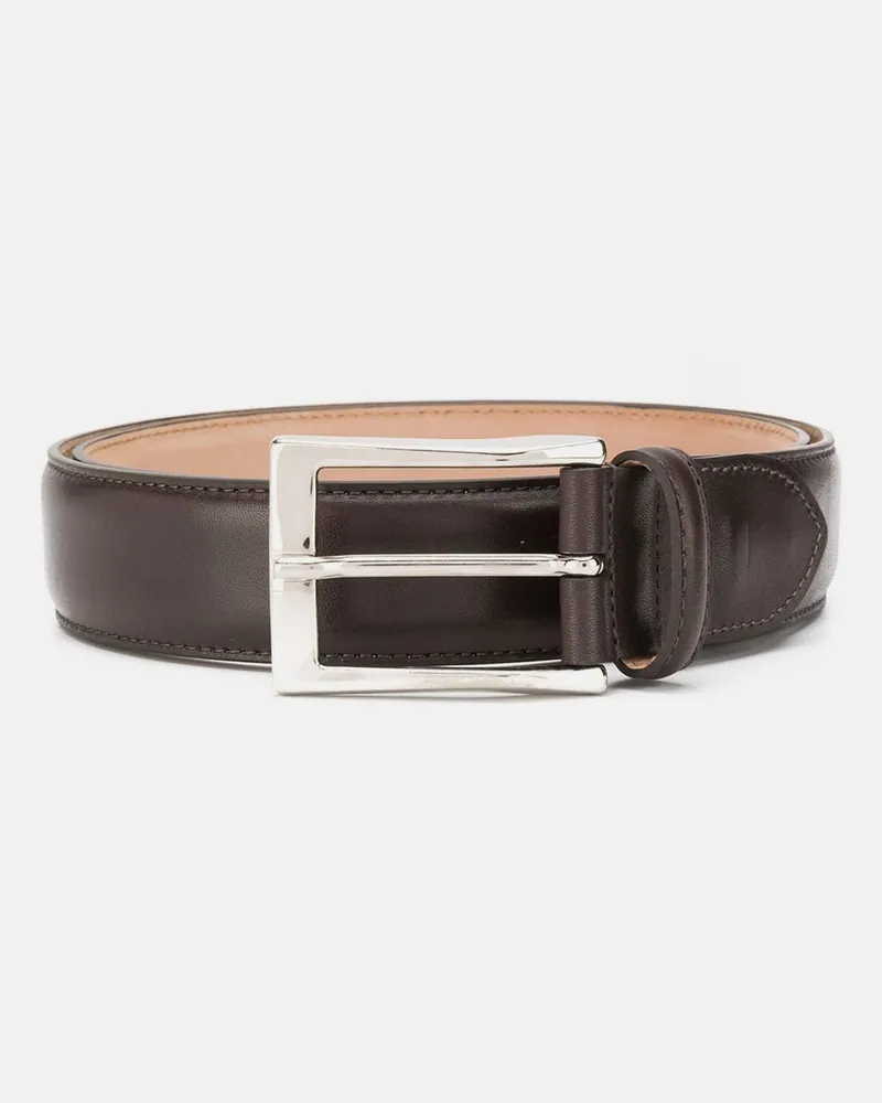 Scarosso Cintura Marrone Scuro Classica - Mann Gürtel Dunkelbraun - Kalbsleder Dunkelbraun