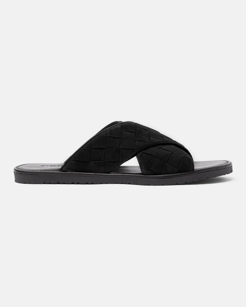 Scarosso Ettore Black Suede Woven - Mann Sandalen Schwarz - Veloursleder Schwarz