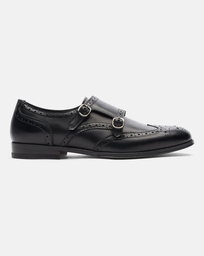 Scarosso Kate Black - Frau Monk Schuhe Schwarz - Kalbsleder Schwarz