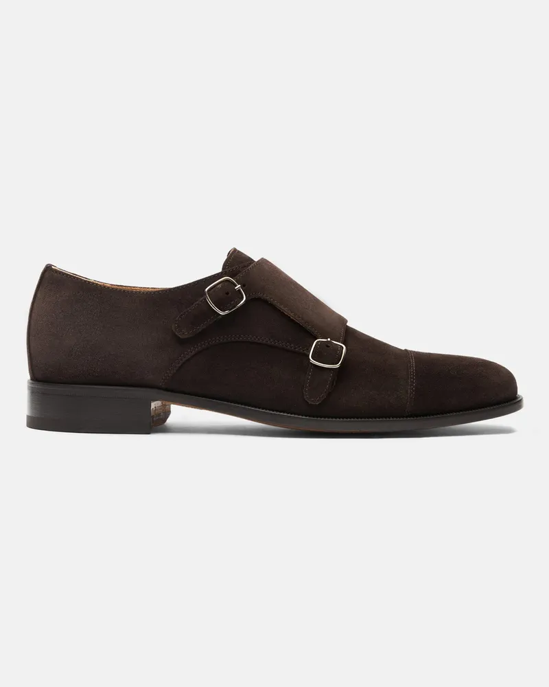 Scarosso Gervasio Ebano Scamosciato Leggero - Mann Monk Schuhe Dunkelbraun - Veloursleder Dunkelbraun