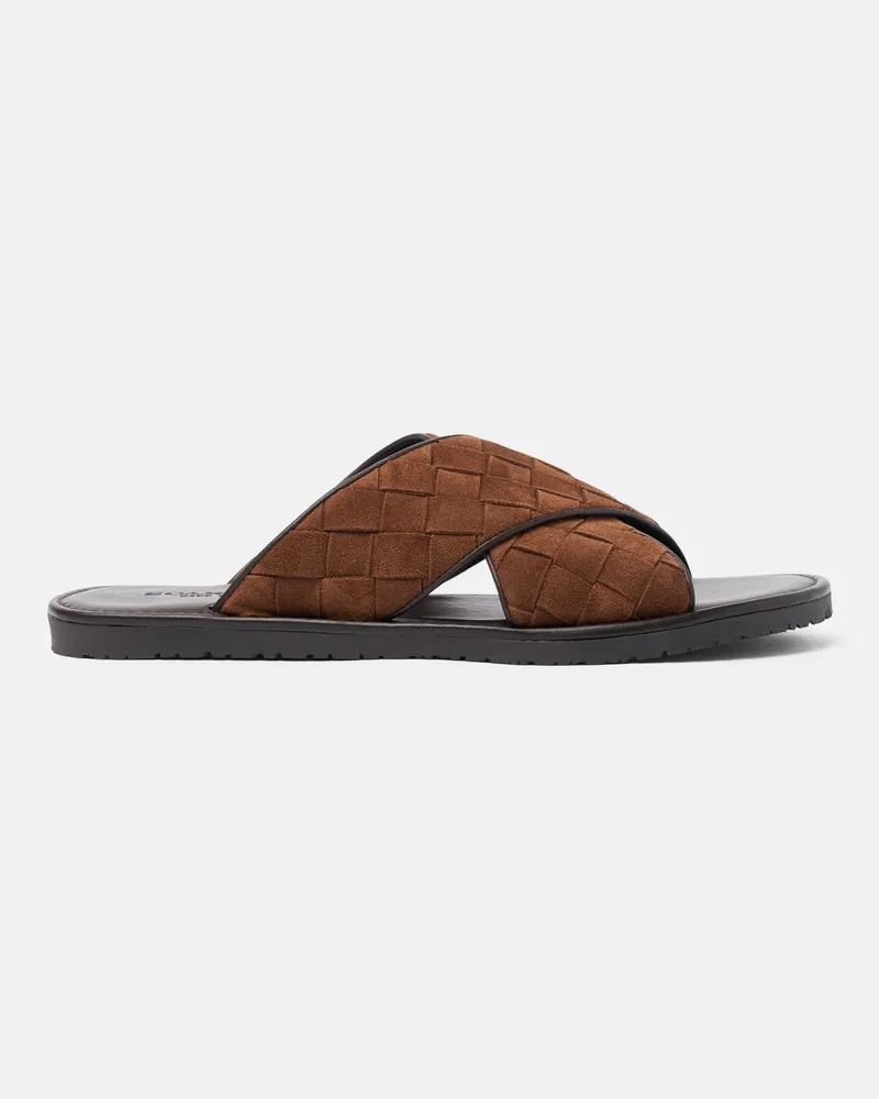 Scarosso Ettore Brown Suede Woven - Mann Sandalen Braun - Veloursleder Braun