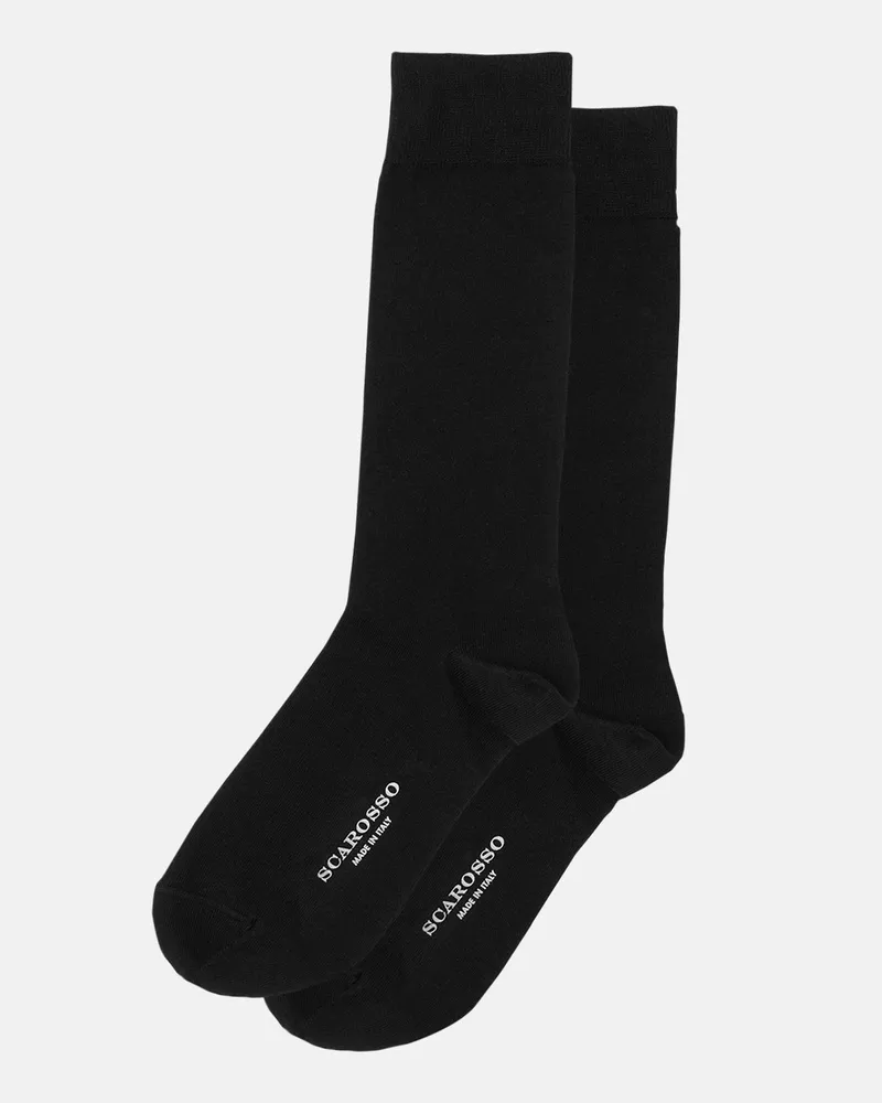 Scarosso Black Cotton Socks - Mann Socken Schwarz – Baumwolle Schwarz
