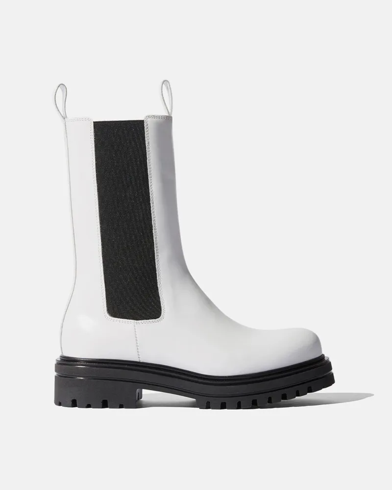 Scarosso Naomi White Bright - Frau Chelsea Boots Weiß - Poliertes Kalbsleder Weiß