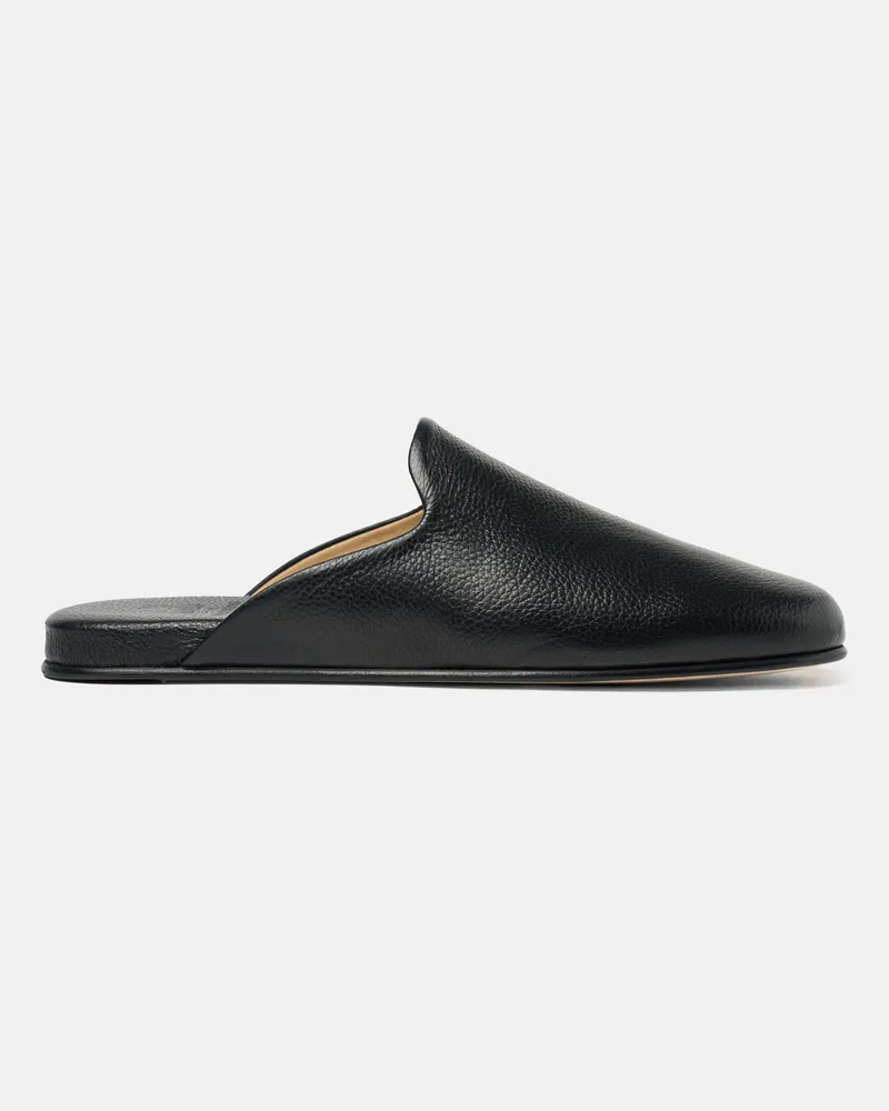 Scarosso Atlas Travel Slipper Black -  Slippers Schwarz – Kalbsleder Schwarz
