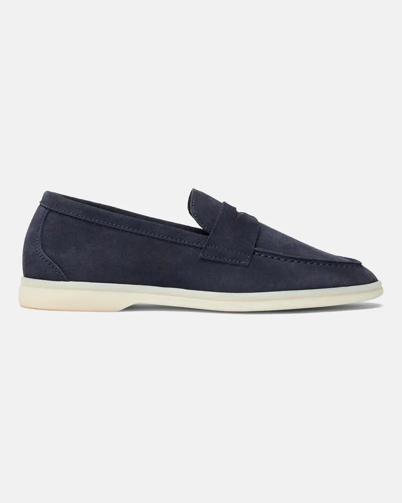 Scarosso Luciana Blau Veloursleder - Frau Loafers Blau - Veloursleder Blau
