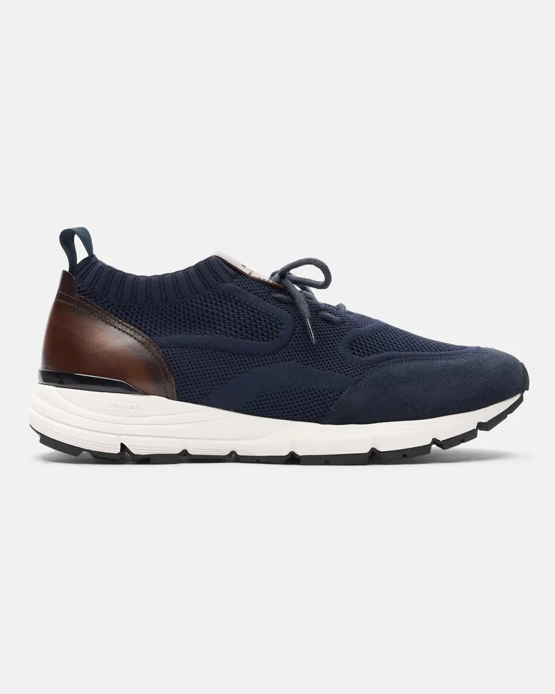Scarosso Robbie Blue - Mann Sneakers Blau - Strickgewebe Blau