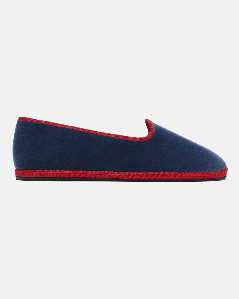 Scarosso William Iv Poker - Mann Slippers Blau - Samt Blau