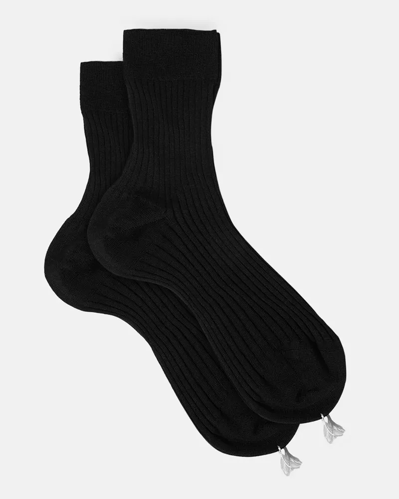 Scarosso Black Cotton Ankle Socks - Frau Socken Schwarz - Baumwolle Schwarz
