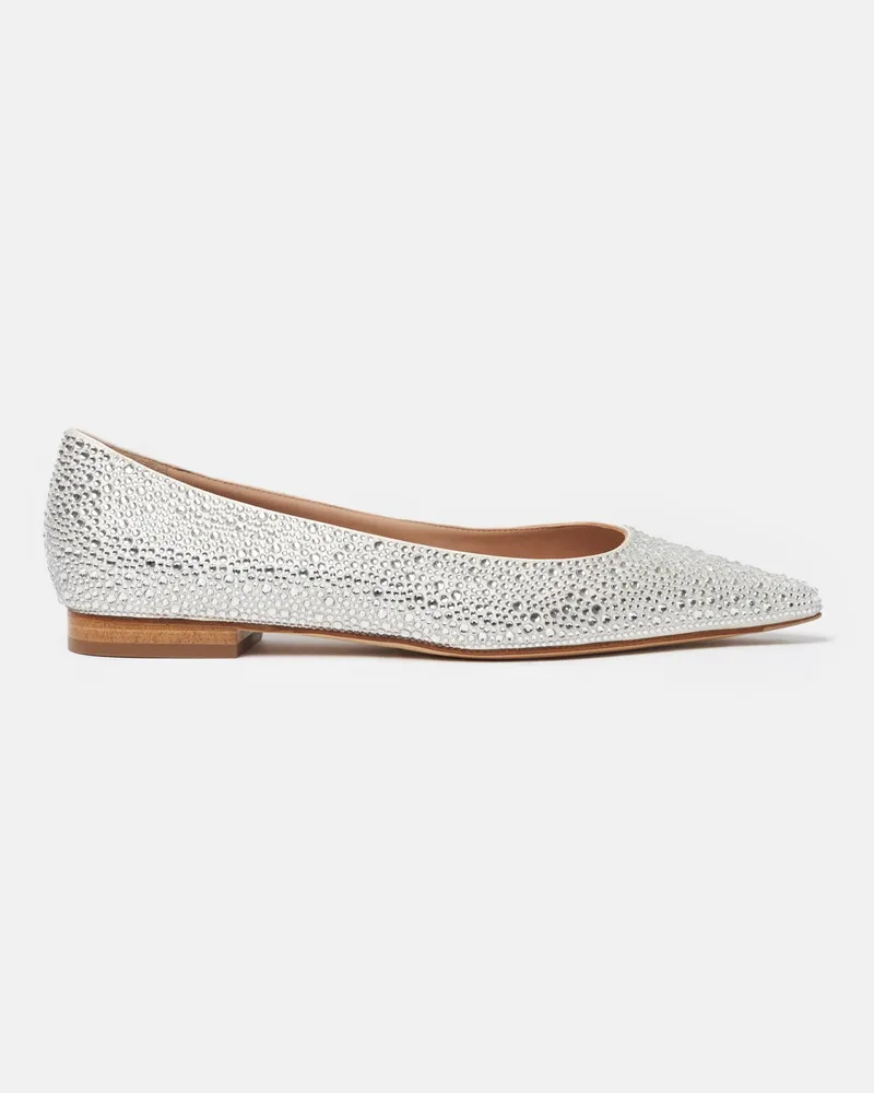 Scarosso Iris Kristall Satin - Frau Ballerinas Weiß - Seide Weiß