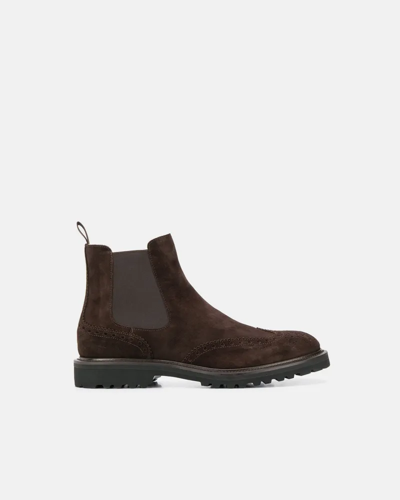 Scarosso Keith Brown Suede - Mann Chelsea Boots Braun - Veloursleder Braun
