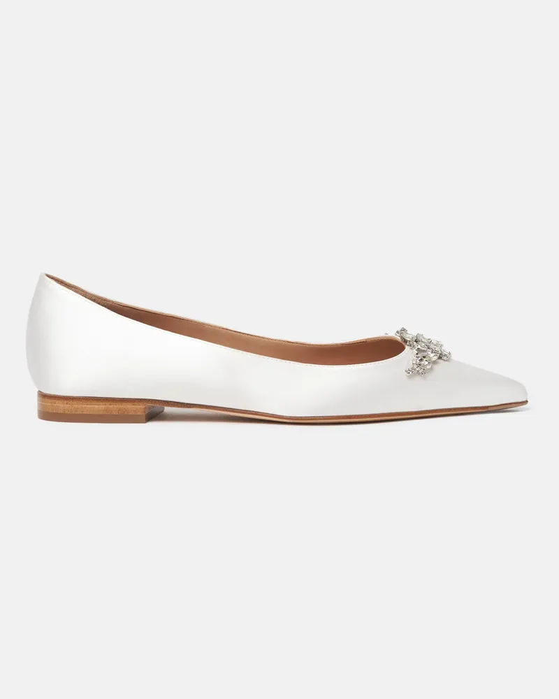 Scarosso Iris Satin Strass - Frau Ballerinas Weiß - Seide Weiß