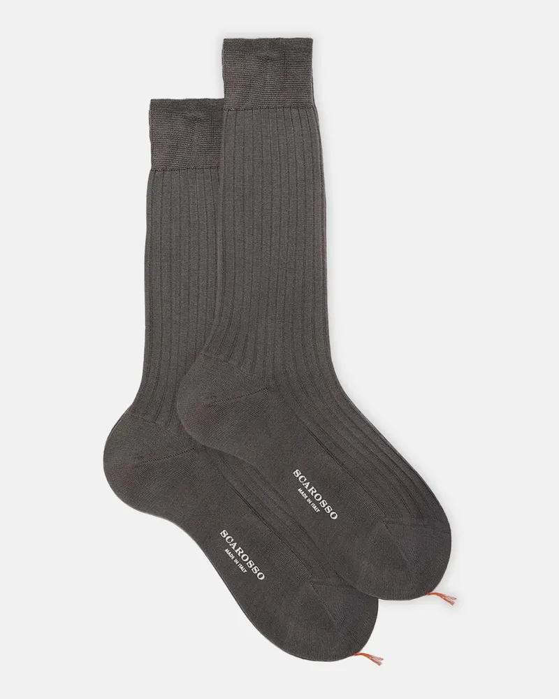 Scarosso Grey Cotton Calf Socks - Mann Socken Grauer - Baumwolle Grauer