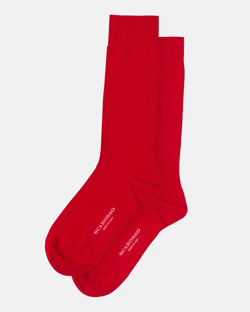 Scarosso Red Cotton Socks - Mann Socken Rot – Baumwolle Rot