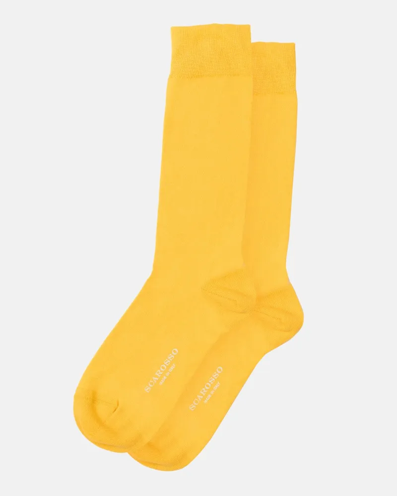 Scarosso Yellow Cotton Socks - Mann Socken Gelb – Baumwolle Gelb