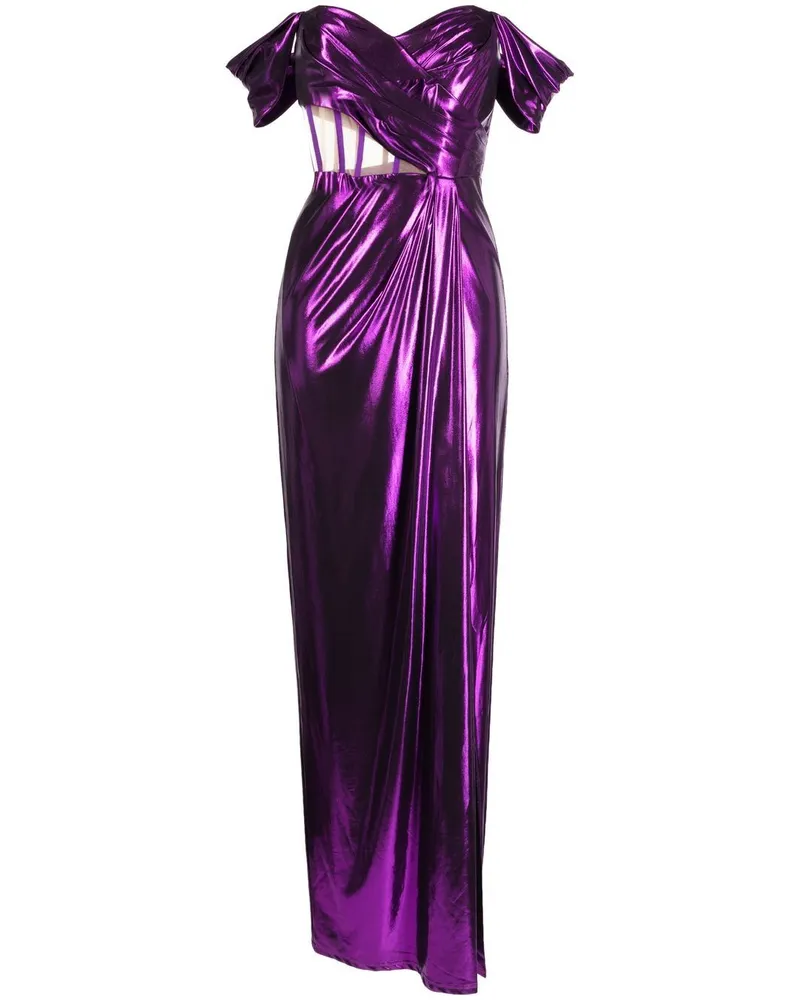 Marchesa Abendkleid mit Lamé - Violett Violett