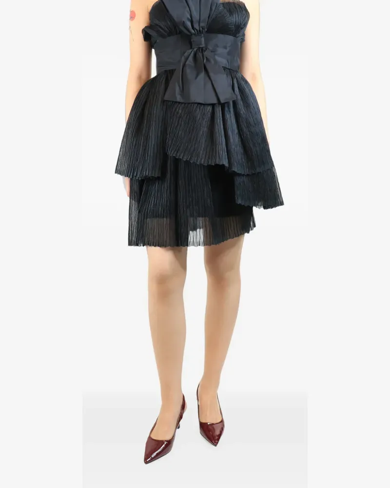 Marchesa bow-front strapless mini dress - Schwarz Schwarz