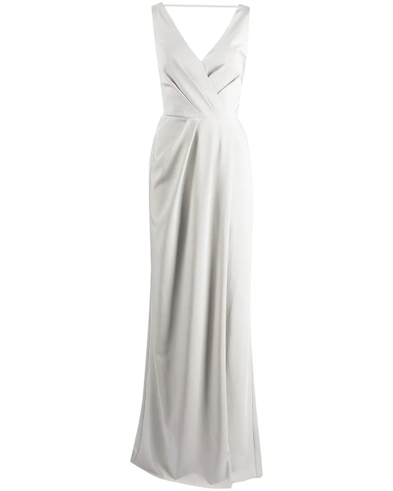 Marchesa Bodenlange Robe mit Drapierung - Grau Grau