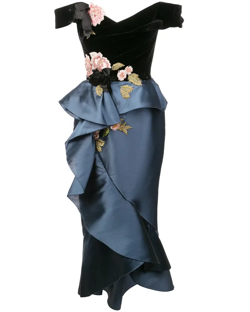 Marchesa Schulterfreies Kleid - Schwarz Schwarz