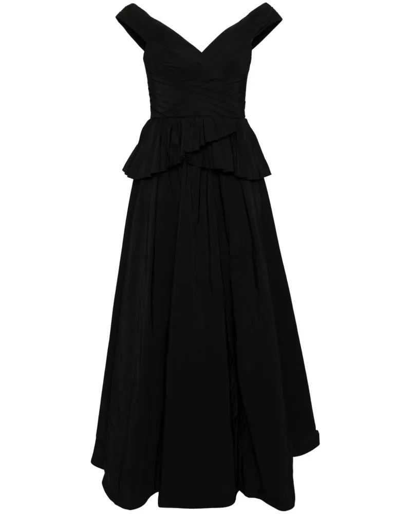 Marchesa Drapiertes Abendkleid aus Taft - Schwarz Schwarz