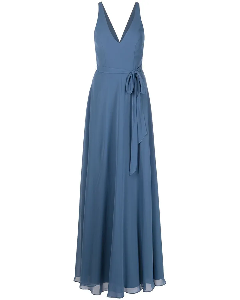 Marchesa Geschnürtes Abendkleid mit V-Ausschnitt - Blau Blau