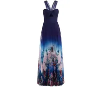 Abendkleid mit Blumen-Print - Blau