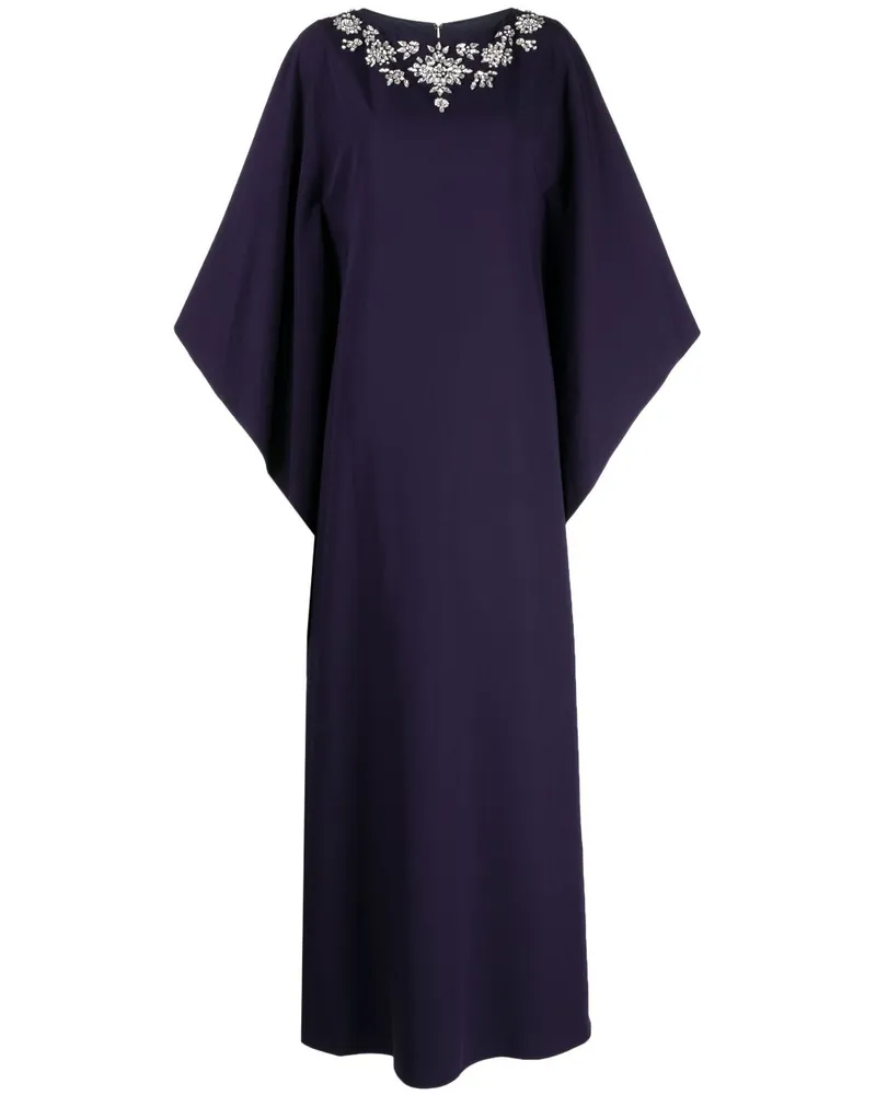 Marchesa Langärmeliges Kleid mit Kristallen - Blau Blau