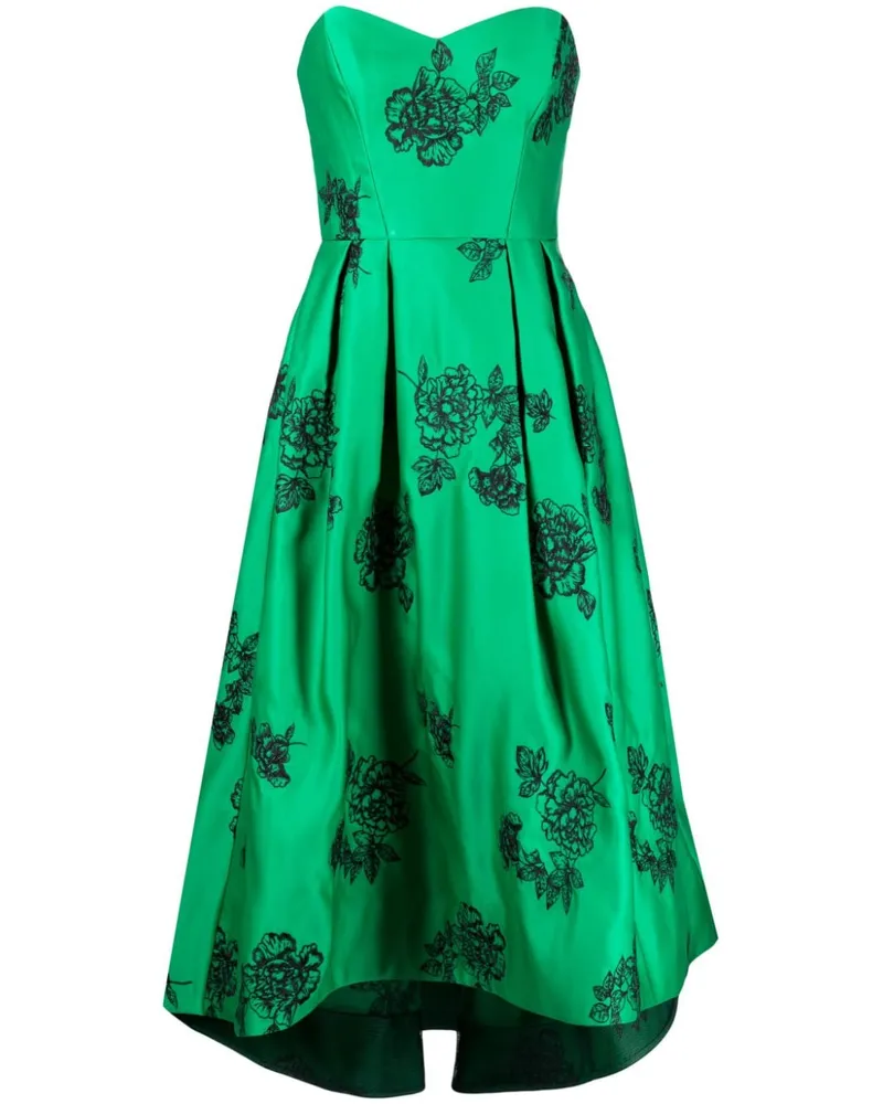 Marchesa Kleid mit floraler Stickerei - Grün Grün
