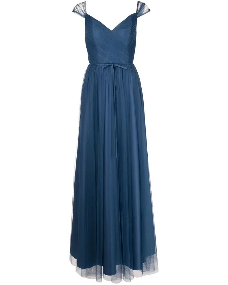 Marchesa Abendkleid mit gerafftem Tüll - Blau Blau