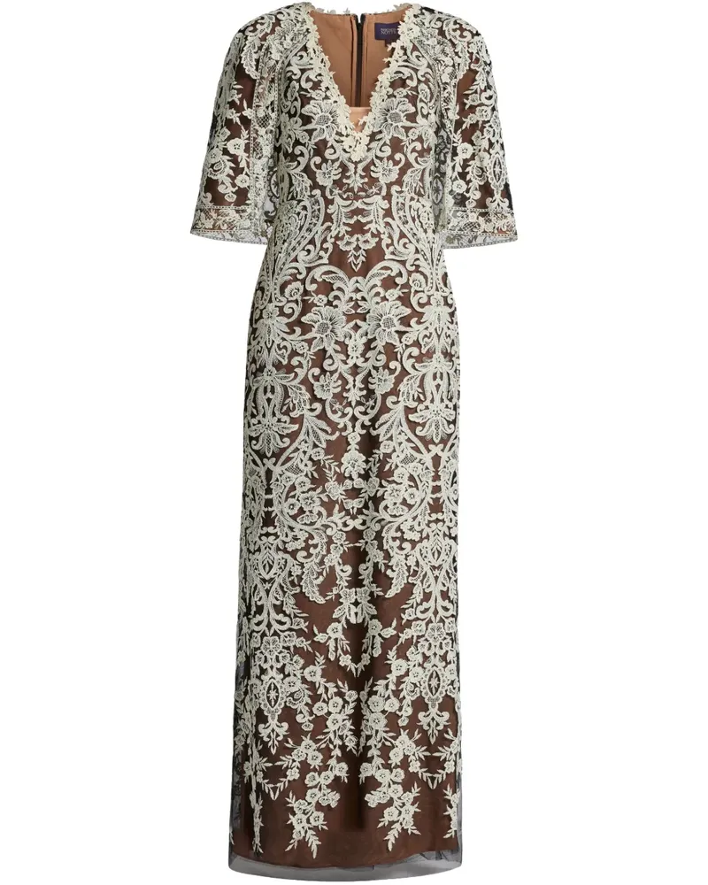 Marchesa Kleid mit Spitzen-Overlay - Schwarz Schwarz