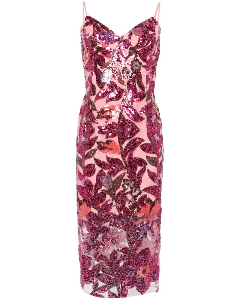 Marchesa Botanical Kleid mit Pailletten - Rosa Rosa